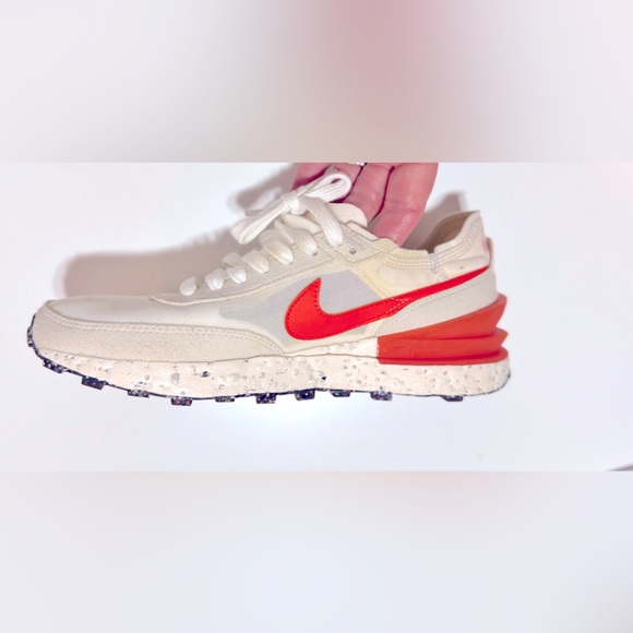 NIKE Waffle One Crater SE Pale Ivory Orange Tennis Shoes Women’s Sneakers - Picture 5 of 12